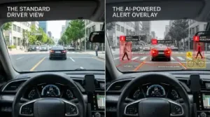 Split view of road hazards